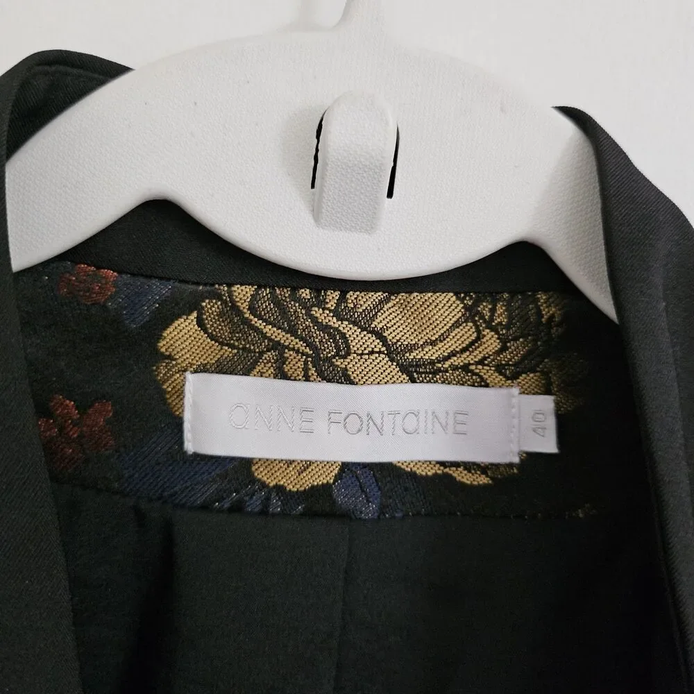 Anne Fontaine Leoncia Blazer 40 Black Gold Floral Brocade Jacquard Tuxedo Jacket